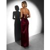 Vínové společenské korzetové dlouhé šaty KARLOT (Veľkosť ONESIZE)