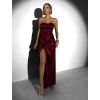 Vínové společenské korzetové dlouhé šaty KARLOT (Veľkosť ONESIZE)