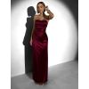 Vínové společenské korzetové dlouhé šaty KARLOT (Veľkosť ONESIZE)