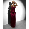Vínové spoločenské korzetové dlhé šaty KARLOT