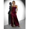 Vínové společenské korzetové dlouhé šaty KARLOT (Veľkosť ONESIZE)