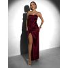 Vínové společenské korzetové dlouhé šaty KARLOT (Veľkosť ONESIZE)