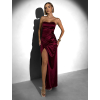 Vínové spoločenské korzetové dlhé šaty KARLOT