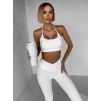 Bílá sportovní jóga podprsenka HALIRA (Veľkosť L)
