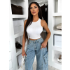 Biely rebrovaný crop top AGHACY