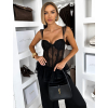 Čierny sexi čipkový korzet THALYA s čipkou