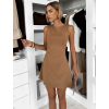 Hnedé elegantné áčkové krátke šaty YALINA
