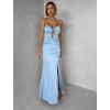 Světle modré dlouhé společenské šaty LIMONA (Veľkosť ONESIZE)