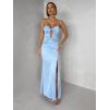 Světle modré dlouhé společenské šaty LIMONA (Veľkosť ONESIZE)