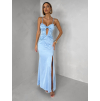 Svetlomodré dlhé spoločenské šaty LIMONA