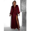 Vínové elegantní šaty WOMAN s dlouhým rukávem (Veľkosť ONESIZE)
