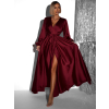 Vínové elegantné šaty WOMAN s dlhým rukávom