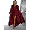 Vínové elegantní šaty WOMAN s dlouhým rukávem (Veľkosť ONESIZE)