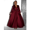 Vínové elegantné šaty WOMAN s dlhým rukávom