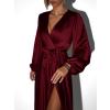 Vínové elegantné šaty WOMAN s dlhým rukávom
