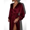 Vínové elegantní šaty WOMAN s dlouhým rukávem (Veľkosť ONESIZE)