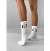 Bílé vysoké ponožky ERIKA FASHION Bolt (Veľkosť 35-38)
