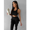 Čierne jóga športové legíny so sukňou KAVINO