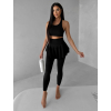 Čierne jóga športové legíny so sukňou KAVINO