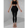 Čierne jóga športové legíny so sukňou KAVINO