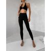 Černé sportovní řasené legíny DENMARI s kapsou (Veľkosť L)