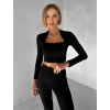 Černý sportovní crop top WALATA s dlouhým rukávem (Veľkosť L)