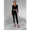 Černý sportovní crop top WALATA s dlouhým rukávem (Veľkosť L)