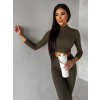 Khaki sportovní crop top SIMAROA s holými zády (Veľkosť L)