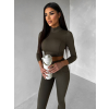 Khaki sportovní crop top SIMAROA s holými zády (Veľkosť L)