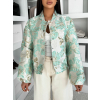 Mentolová krátka prešívaná bundička LIKORA s kvetinovým vzorom