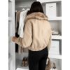 Béžová koženková bunda VERNALIS s kožešinkou (Veľkosť L)