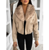 Béžová koženková bunda VERNALIS s kožušinkou