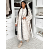 Biely dlhý faux fur kožušinový kabát SERALYN s opaskom a golierom