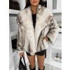 Biely kožušinový melírovaný faux fur kabátik AVELURE