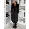 Čierna dlhá prešívaná bunda REWONA s kožúškom