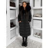 Čierna dlhá prešívaná bunda REWONA s kožúškom