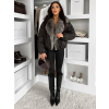 Čierna koženková bunda NUVIRA s kožušinkou