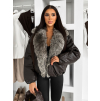 Čierna koženková bunda NUVIRA s kožušinkou