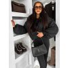 Černá zimní short bunda DRIXINA s kožíškem (Veľkosť M/L)