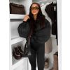 Černá zimní short bunda DRIXINA s kožíškem (Veľkosť M/L)