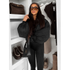 Čierna zimná short bunda DRIXINA s kožúškom