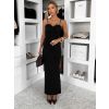 Černé dlouhé šaty LUVEORA na ramínka (Veľkosť M/L)