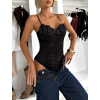 Černé elegantní body ORRAVE na ramínka (Veľkosť M/L)