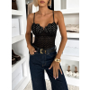 Černé elegantní body ORRAVE na ramínka (Veľkosť M/L)