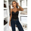 Černé elegantní body ORRAVE na ramínka (Veľkosť M/L)
