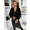 Čierny elegantný top MIRELLON s dlhým rukávom