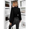 Černý elegantní top MIRELLON s dlouhým rukávem (Veľkosť M/L)