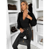 Čierny elegantný top MIRELLON s dlhým rukávom