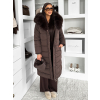 Hnedá dlhá bunda REWONA s kožúškom