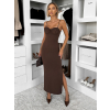 Hnedé dlhé šaty LUVEORA na ramienka